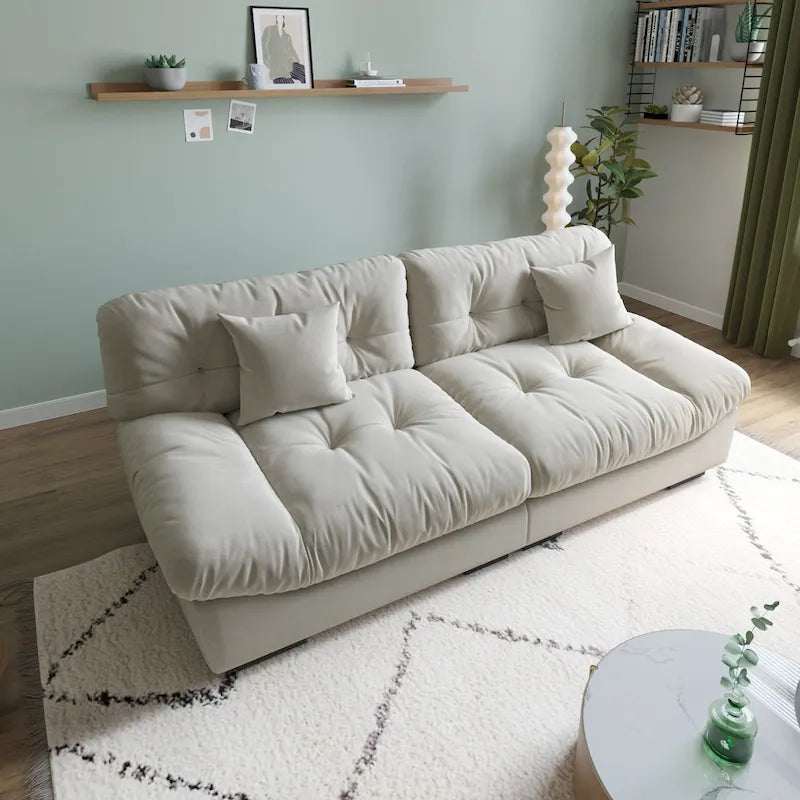 89 Modernes Ecksofa mit Armlehnen, Samtstoff, Sofa für das Wohnzimmer