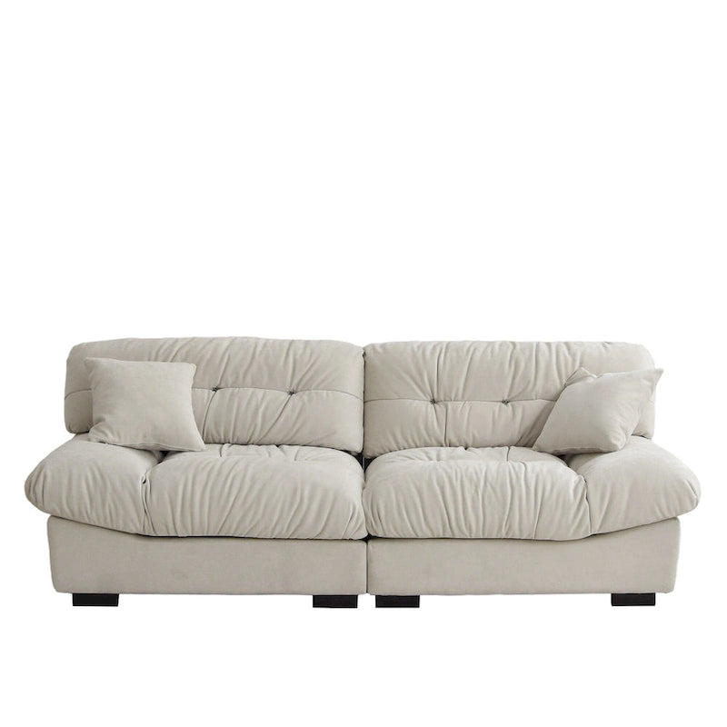 89 Modernes Ecksofa mit Armlehnen, Samtstoff, Sofa für das Wohnzimmer