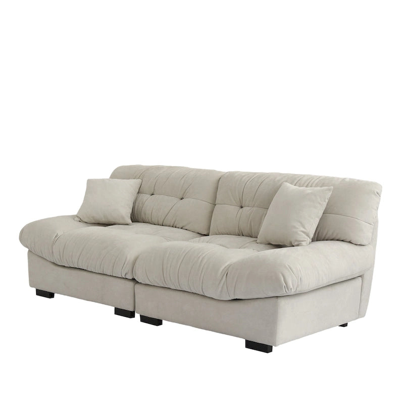 89 Modernes Ecksofa mit Armlehnen, Samtstoff, Sofa für das Wohnzimmer