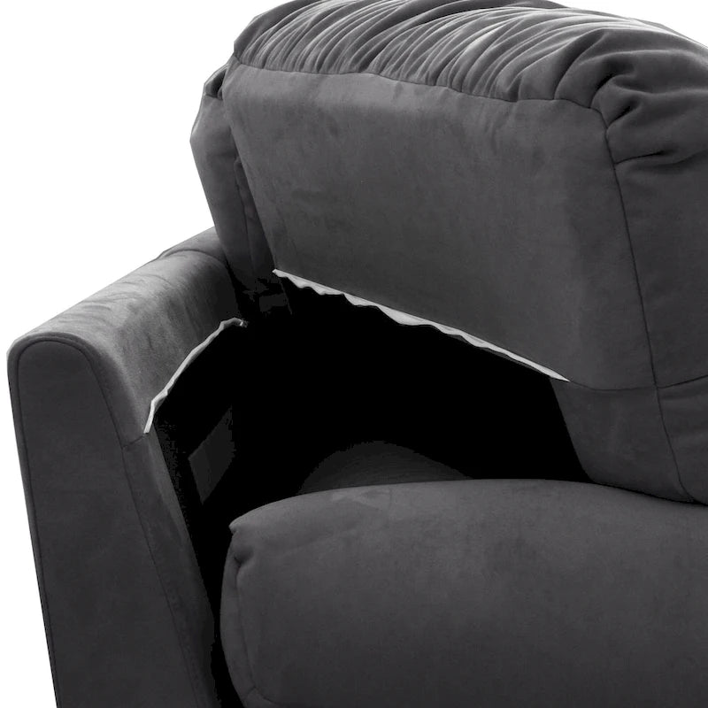 89 Modernes Ecksofa mit Armlehnen, Samtstoff, Sofa für das Wohnzimmer
