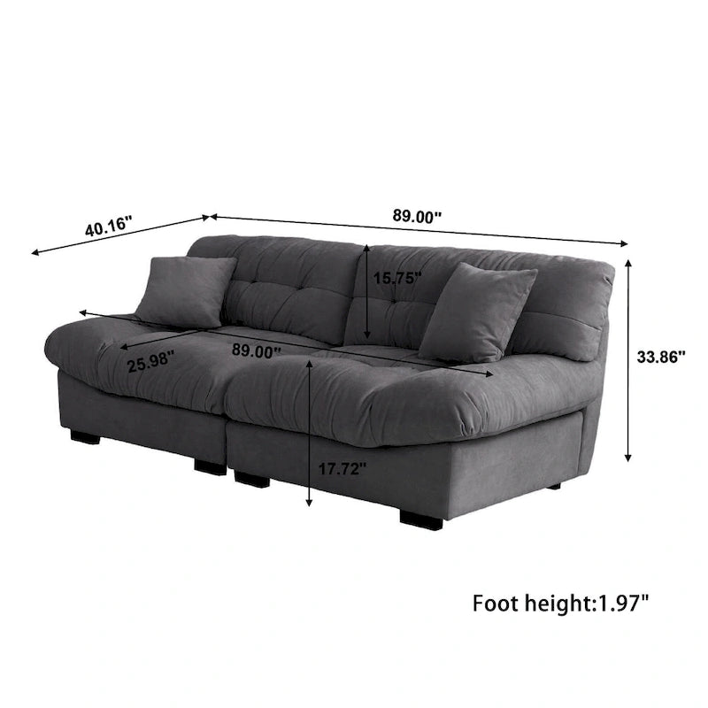 89 Modernes Ecksofa mit Armlehnen, Samtstoff, Sofa für das Wohnzimmer