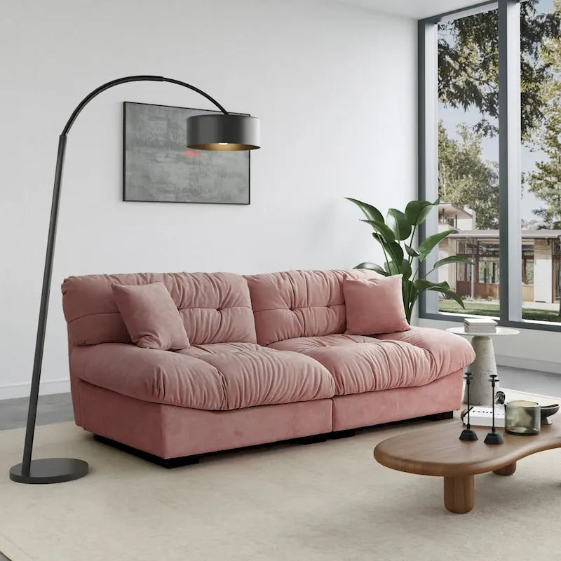 89 Modernes Ecksofa mit Armlehnen, Samtstoff, Sofa für das Wohnzimmer
