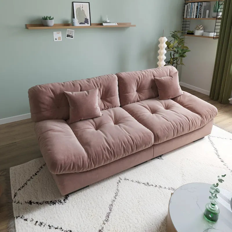89 Modernes Ecksofa mit Armlehnen, Samtstoff, Sofa für das Wohnzimmer