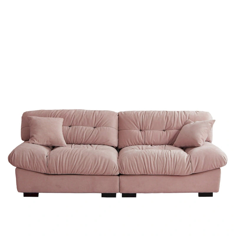 89 Modernes Ecksofa mit Armlehnen, Samtstoff, Sofa für das Wohnzimmer