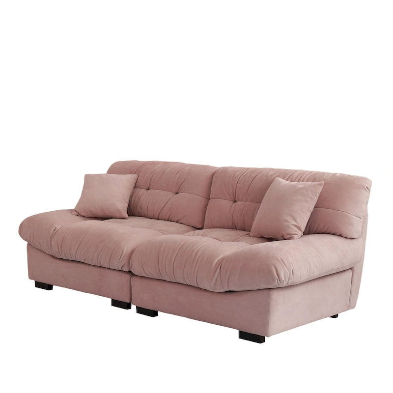 89 Modernes Ecksofa mit Armlehnen, Samtstoff, Sofa für das Wohnzimmer