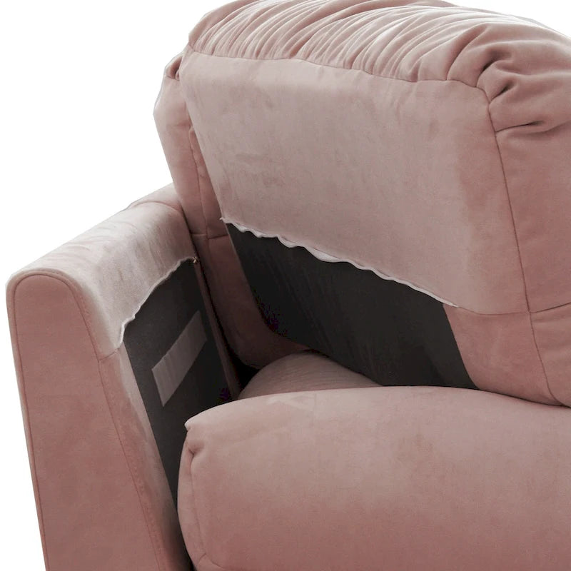 89 Modernes Ecksofa mit Armlehnen, Samtstoff, Sofa für das Wohnzimmer