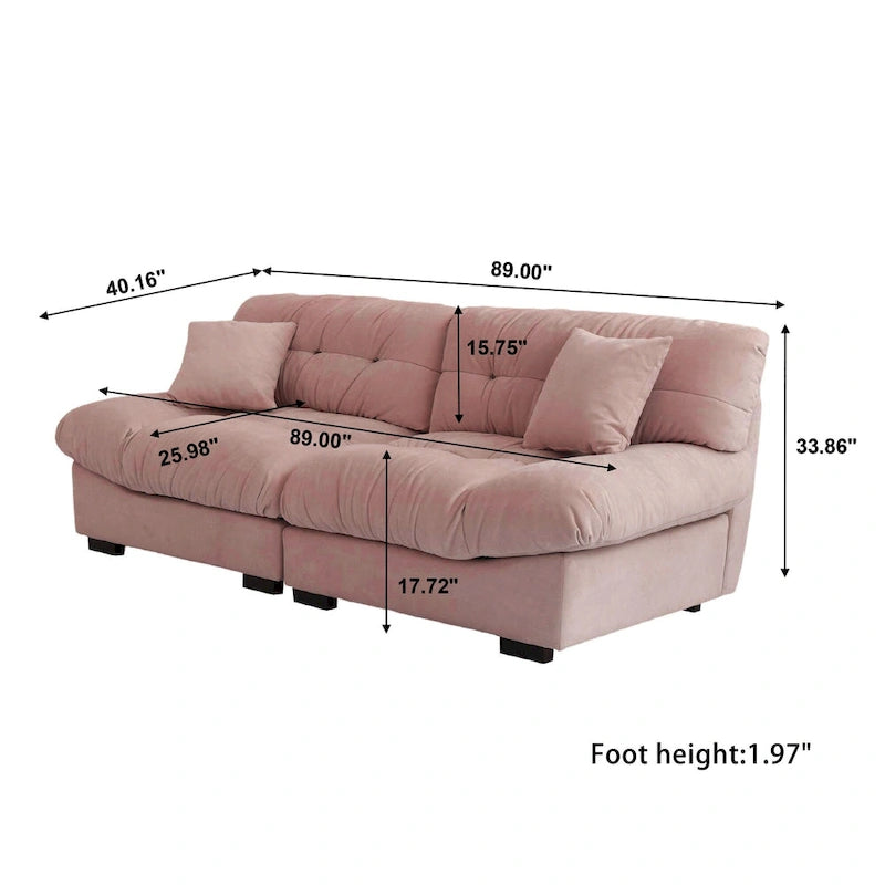 89 Modernes Ecksofa mit Armlehnen, Samtstoff, Sofa für das Wohnzimmer