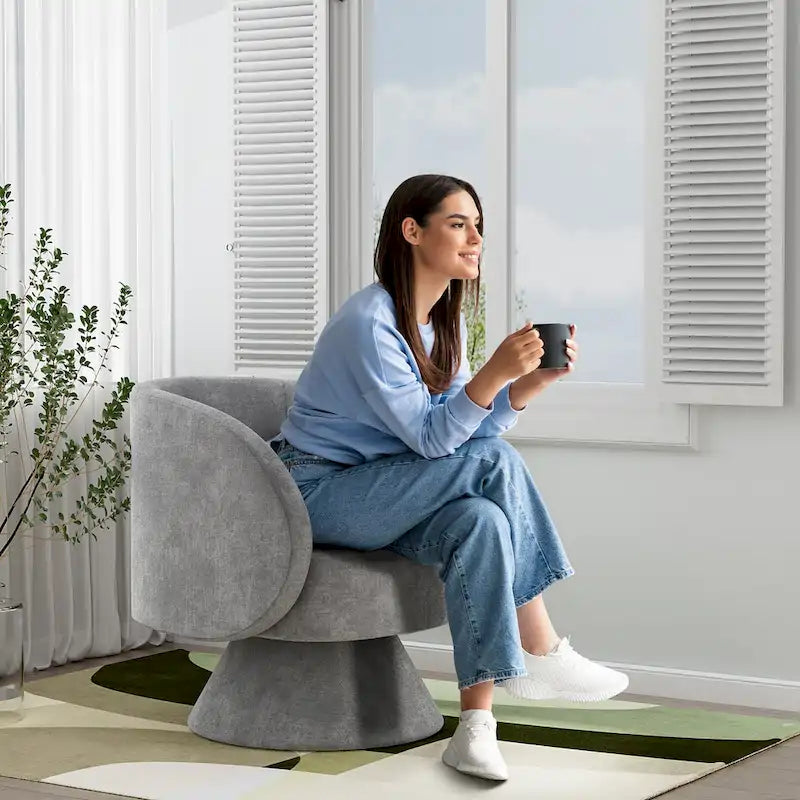 Moderne drehbare Kuschelsessel in Fassform mit 360-Grad-Drehfunktion
