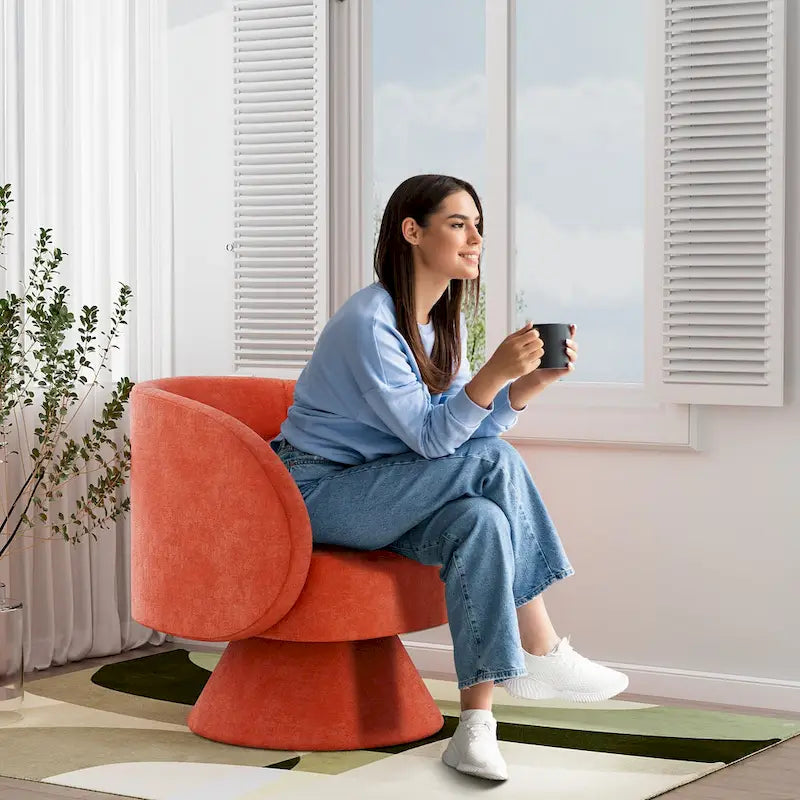Moderne drehbare Kuschelsessel in Fassform mit 360-Grad-Drehfunktion