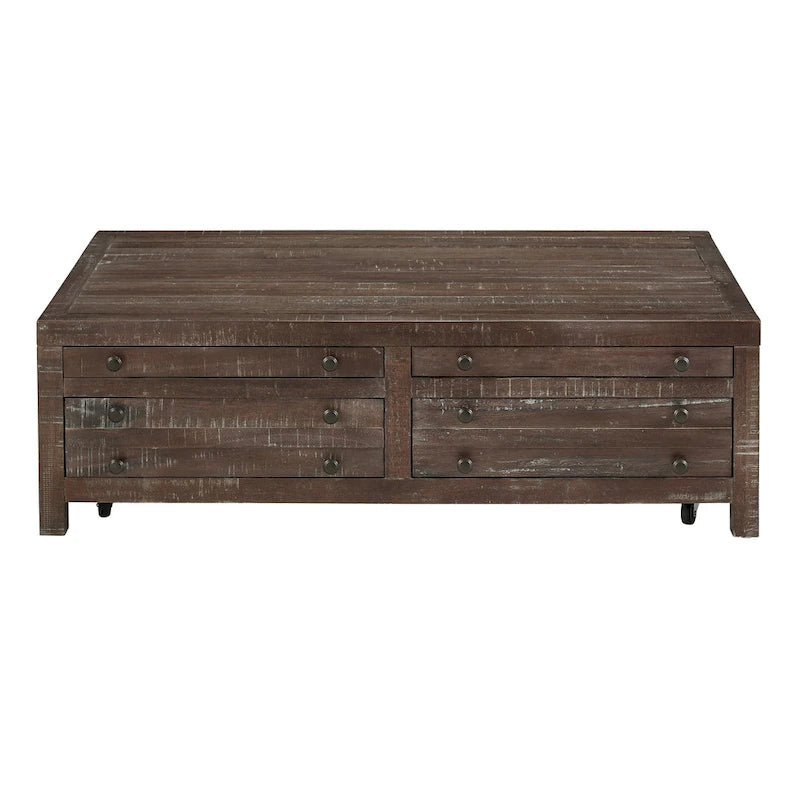 Couchtisch aus Massivholz mit Rollen