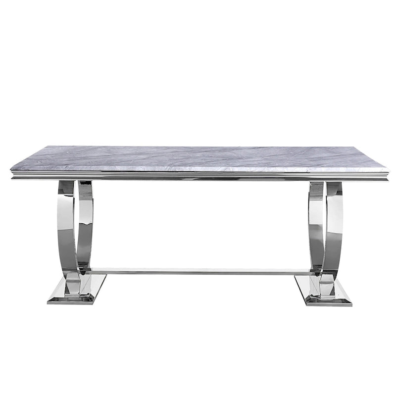 Moderner Esstisch mit U-förmigem Edelstahl-Metallgestell