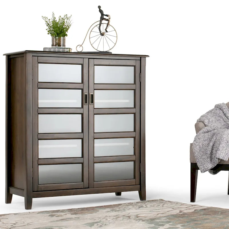 Armoire de rangement de transition en bois massif, largeur de 40 pouces, brun acajou - 40w x 16.9d x 44h