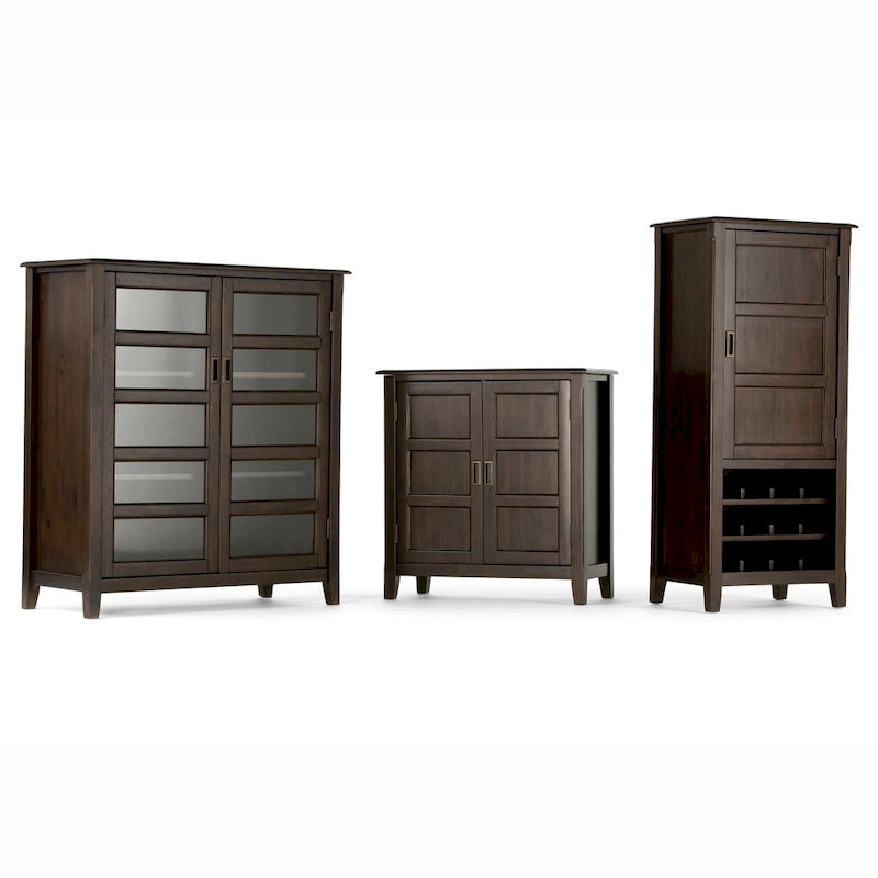 Armoire de rangement de transition en bois massif, largeur de 40 pouces, brun acajou - 40w x 16.9d x 44h
