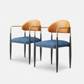 Chaises de salle à manger modernes avec accents en velours, fauteuils avec dossier à poignée en similicuir PU et pieds en métal