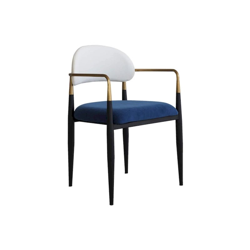 Chaises de salle à manger modernes avec accents en velours, fauteuils avec dossier à poignée en similicuir PU et pieds en métal