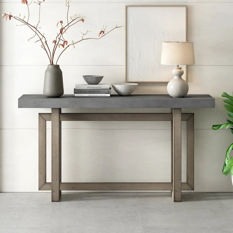 Konsolentisch mit industriell inspiriertem Beton-Holz-Design
