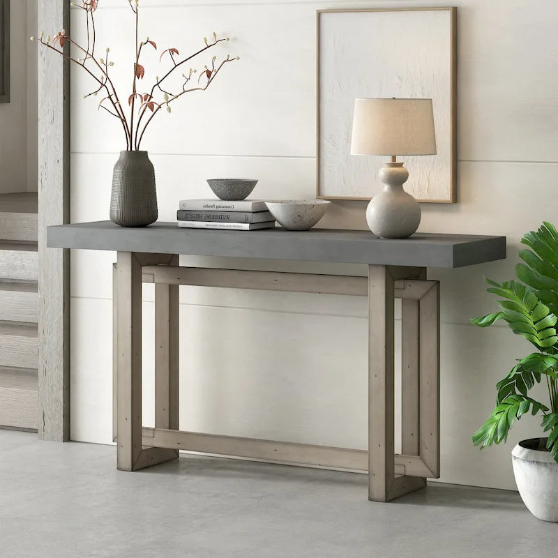 Konsolentisch mit industriell inspiriertem Beton-Holz-Design