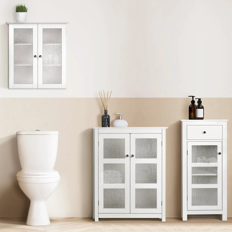 Bodenschrank mit strukturiertem Wasserglas