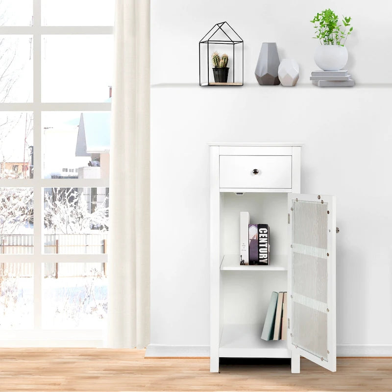 Bodenschrank mit strukturiertem Wasserglas