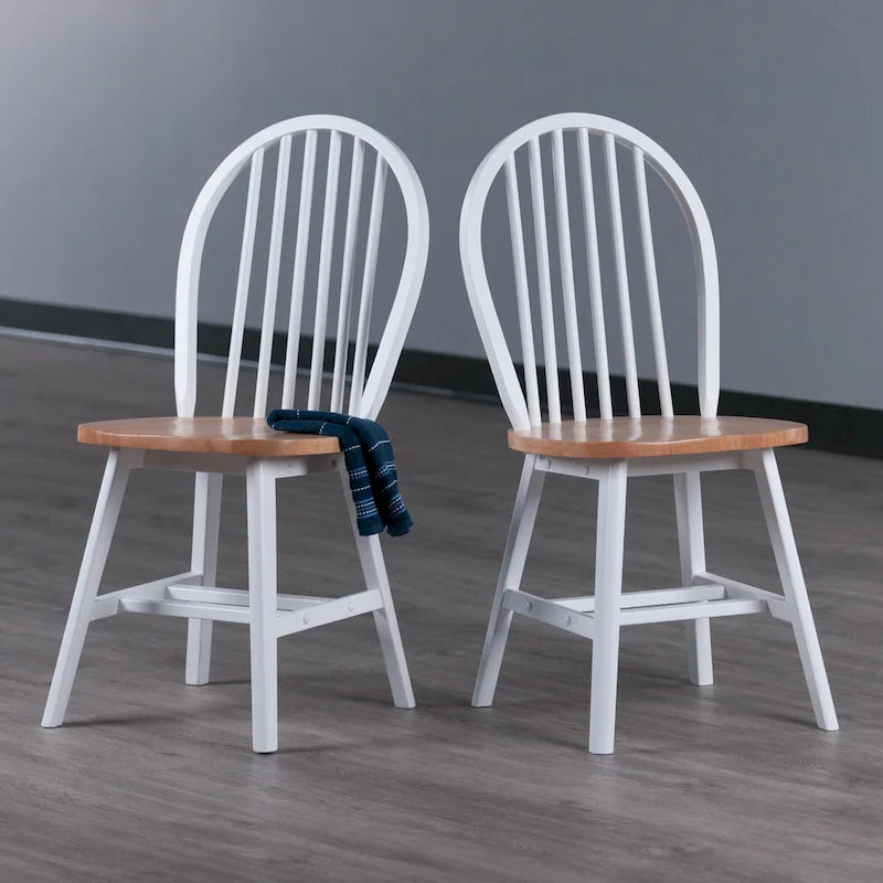 Juego de 2 sillas, natural y blanco