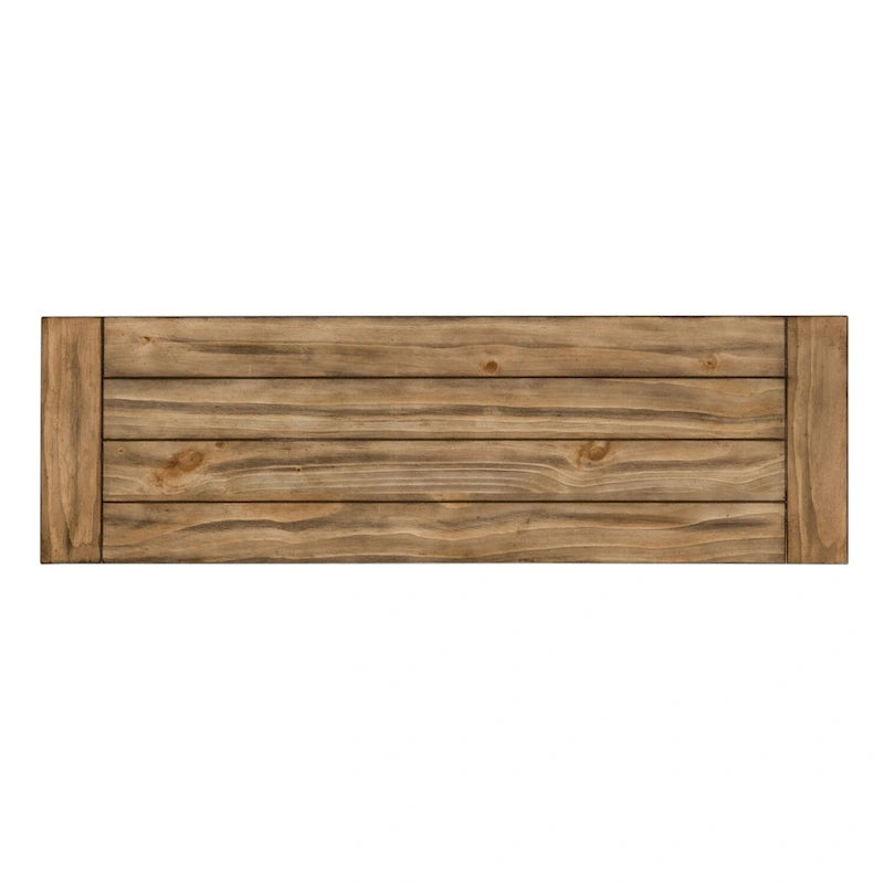 Mesa auxiliar de sofá en blanco antiguo, con detalles de madera cepillada en tono tabaco