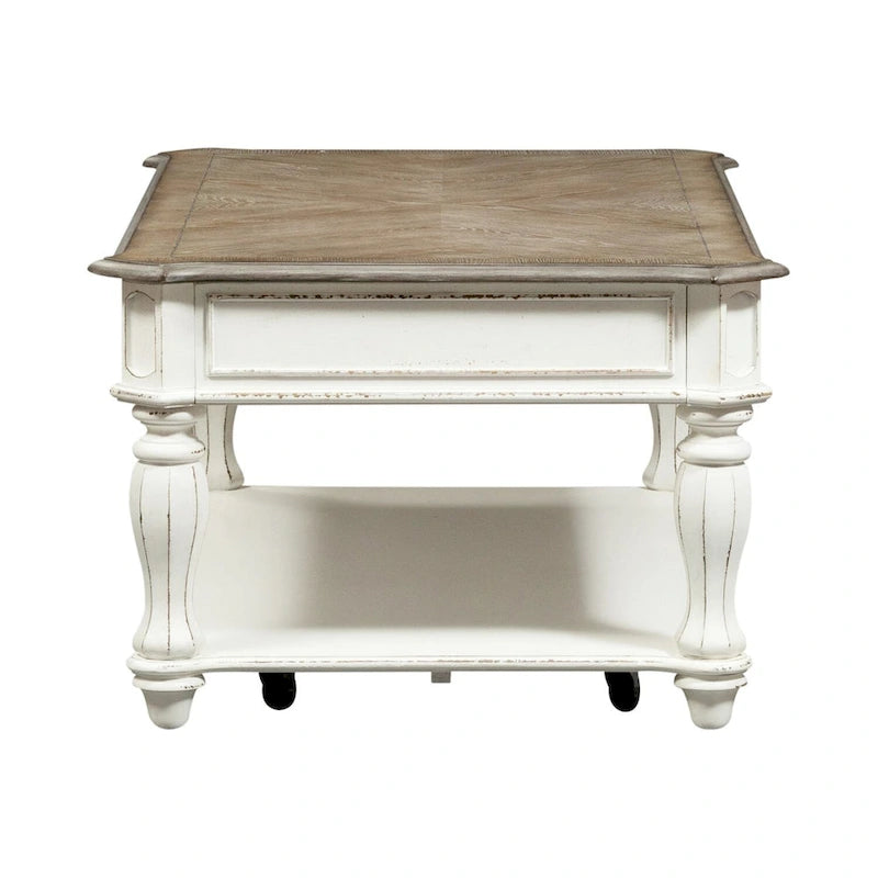 Table de cocktail blanc antique à plateau relevable