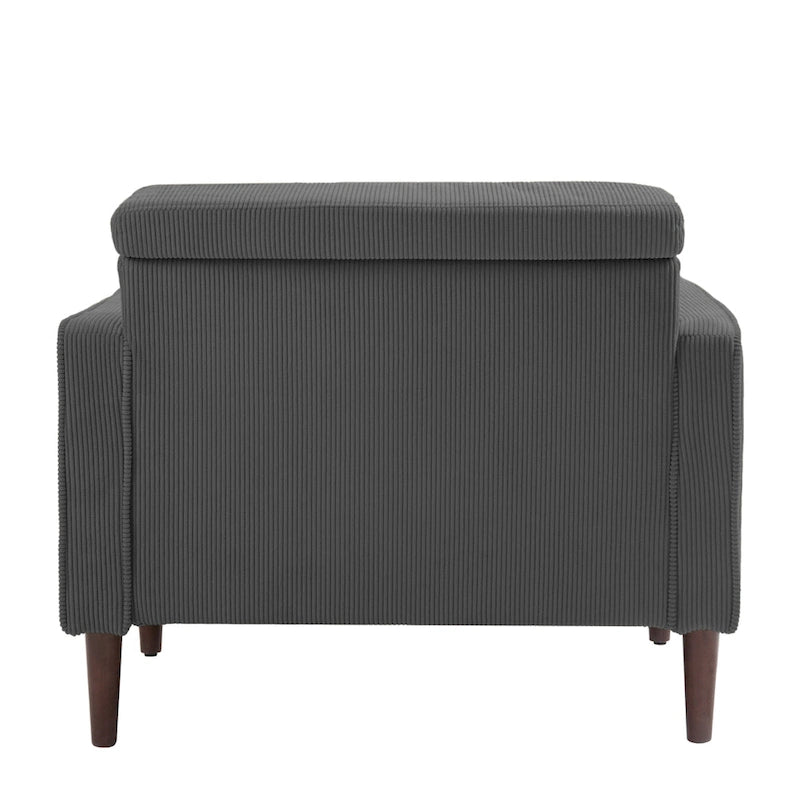 2er-Pack moderner Cord-Sessel mit breiten Armlehnen und Nackenkissen