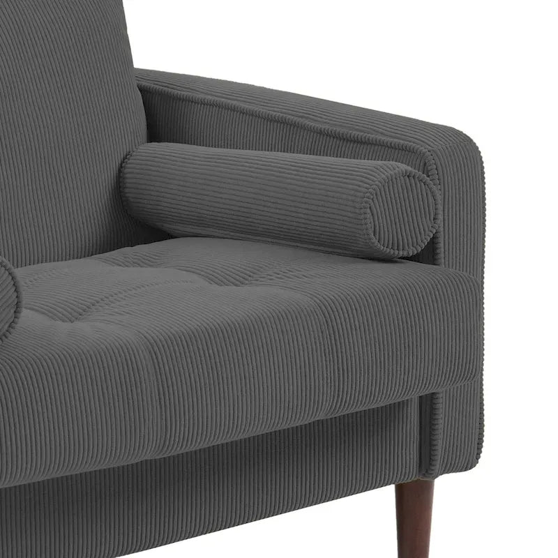 2er-Pack moderner Cord-Sessel mit breiten Armlehnen und Nackenkissen