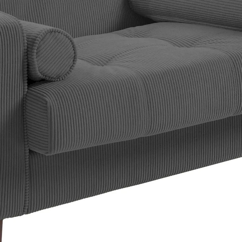 2er-Pack moderner Cord-Sessel mit breiten Armlehnen und Nackenkissen