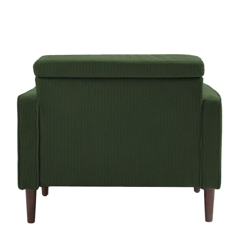 2er-Pack moderner Cord-Sessel mit breiten Armlehnen und Nackenkissen