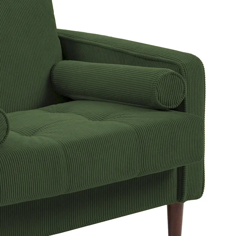 2er-Pack moderner Cord-Sessel mit breiten Armlehnen und Nackenkissen