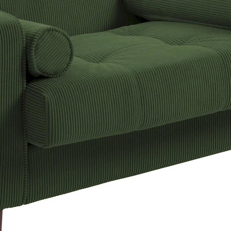 2er-Pack moderner Cord-Sessel mit breiten Armlehnen und Nackenkissen