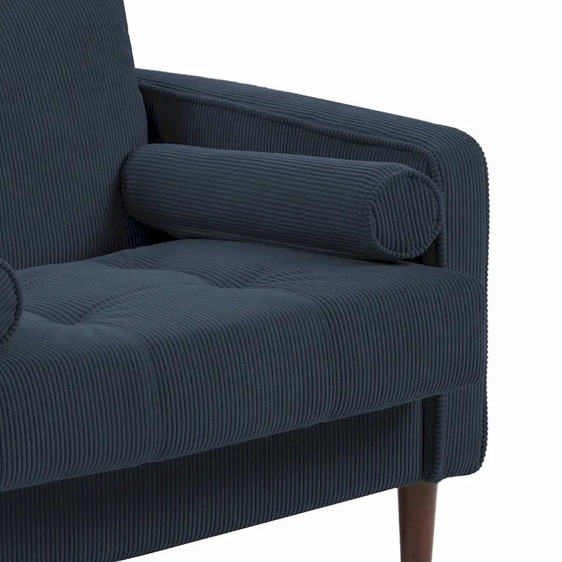 2er-Pack moderner Cord-Sessel mit breiten Armlehnen und Nackenkissen