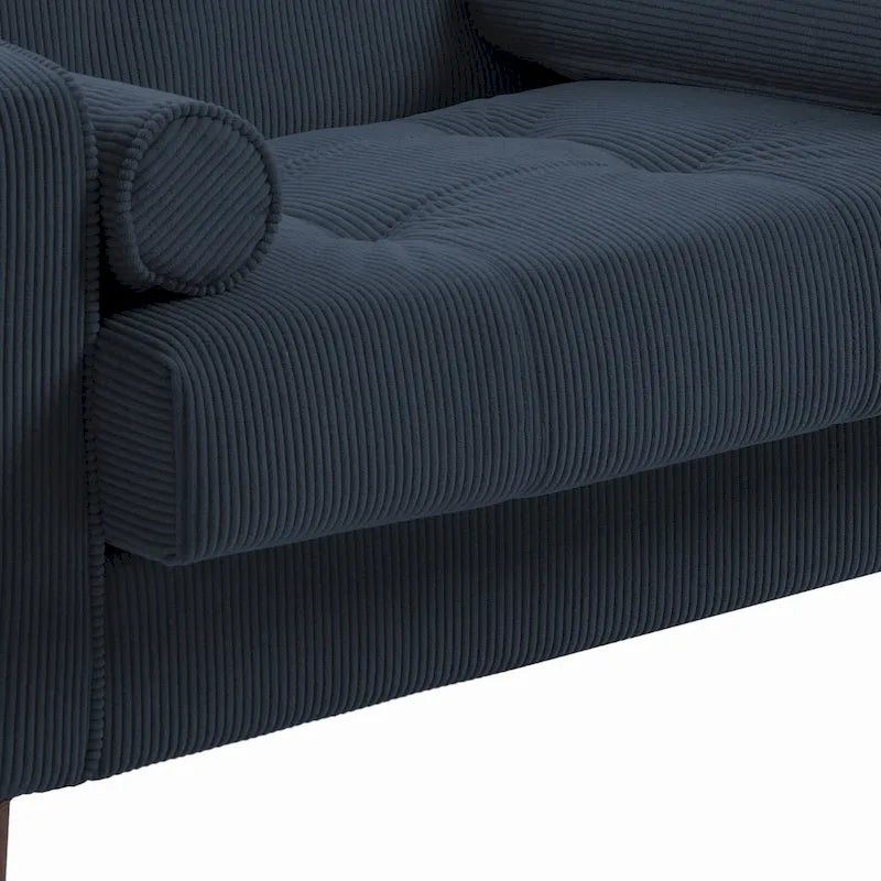 2er-Pack moderner Cord-Sessel mit breiten Armlehnen und Nackenkissen