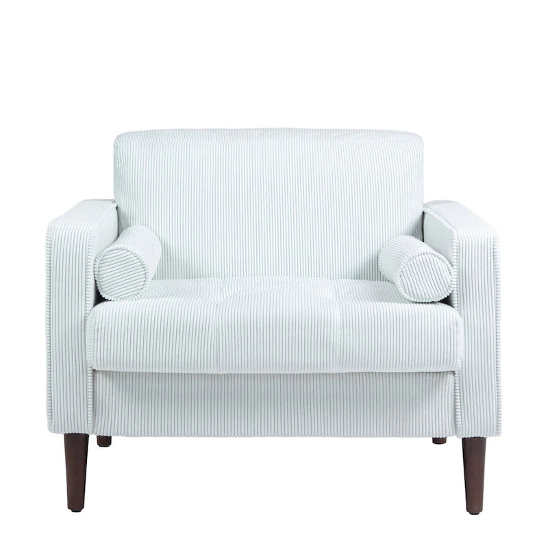 2er-Pack moderner Cord-Sessel mit breiten Armlehnen und Nackenkissen