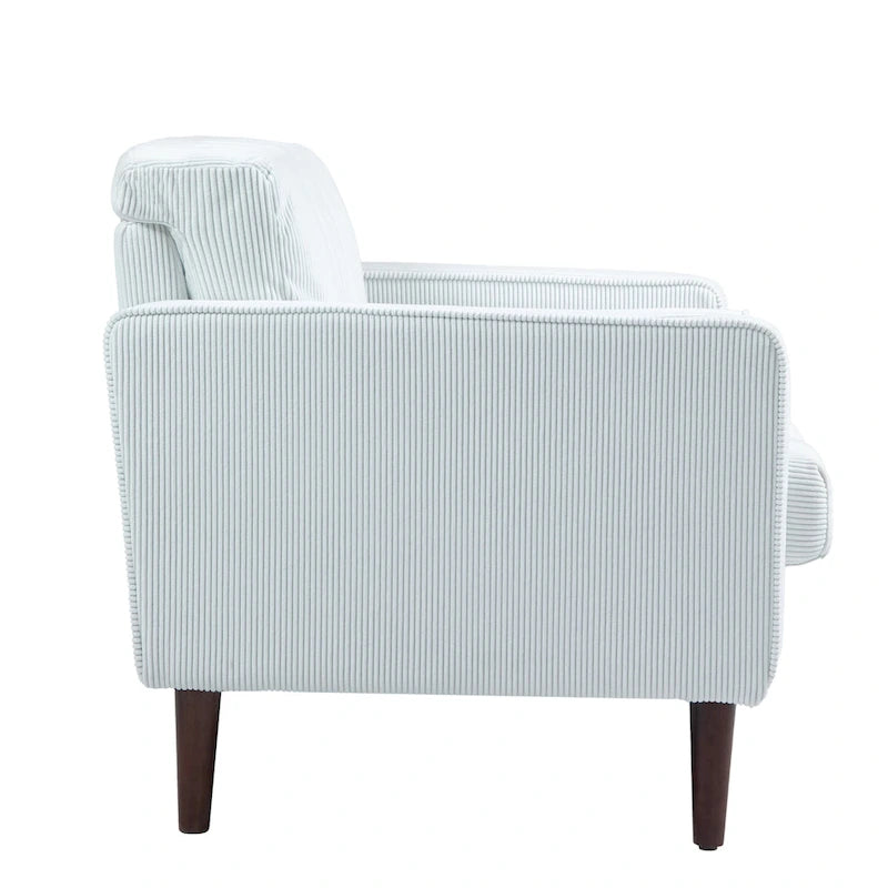 2er-Pack moderner Cord-Sessel mit breiten Armlehnen und Nackenkissen