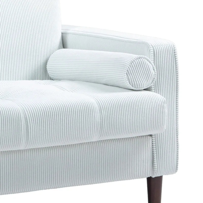 2er-Pack moderner Cord-Sessel mit breiten Armlehnen und Nackenkissen