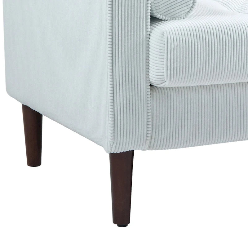 2er-Pack moderner Cord-Sessel mit breiten Armlehnen und Nackenkissen
