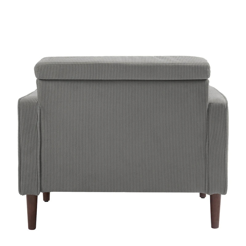 2er-Pack moderner Cord-Sessel mit breiten Armlehnen und Nackenkissen