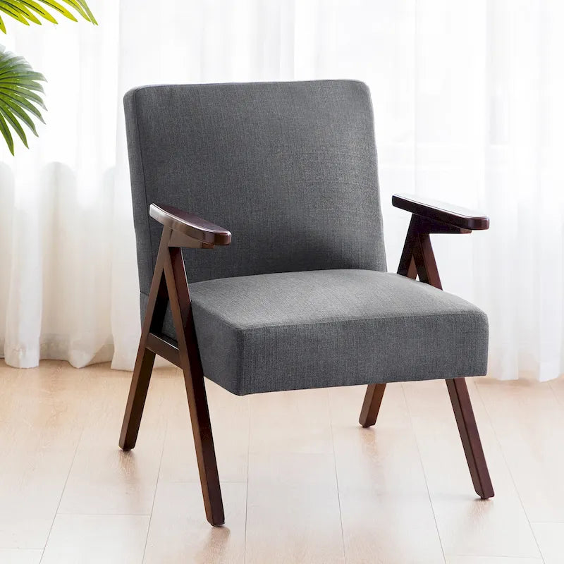 Polster-Akzentstuhl im Mid-Century-Modern-Stil in Grau/Blau/Weiß für Wohnzimmer und Schlafzimmer