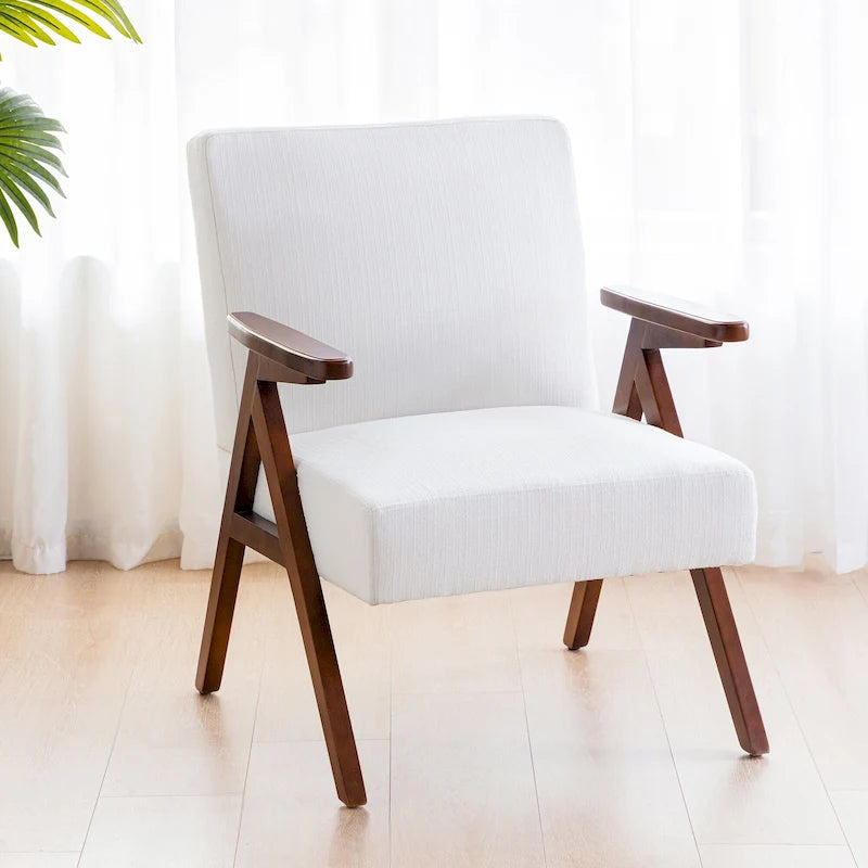 Polster-Akzentstuhl im Mid-Century-Modern-Stil in Grau/Blau/Weiß für Wohnzimmer und Schlafzimmer