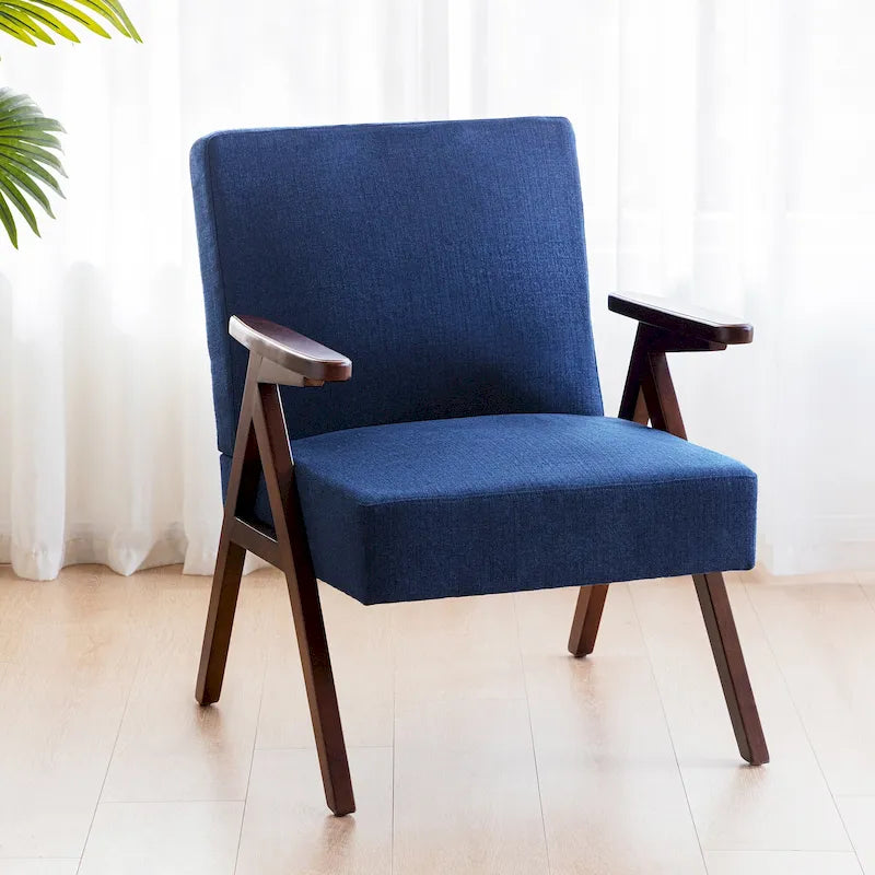 Polster-Akzentstuhl im Mid-Century-Modern-Stil in Grau/Blau/Weiß für Wohnzimmer und Schlafzimmer