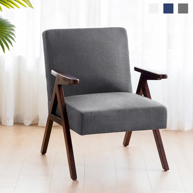 Polster-Akzentstuhl im Mid-Century-Modern-Stil in Grau/Blau/Weiß für Wohnzimmer und Schlafzimmer