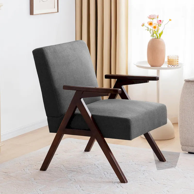 Polster-Akzentstuhl im Mid-Century-Modern-Stil in Grau/Blau/Weiß für Wohnzimmer und Schlafzimmer
