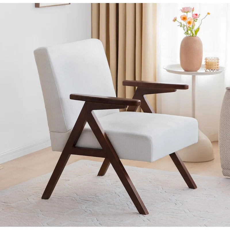 Polster-Akzentstuhl im Mid-Century-Modern-Stil in Grau/Blau/Weiß für Wohnzimmer und Schlafzimmer