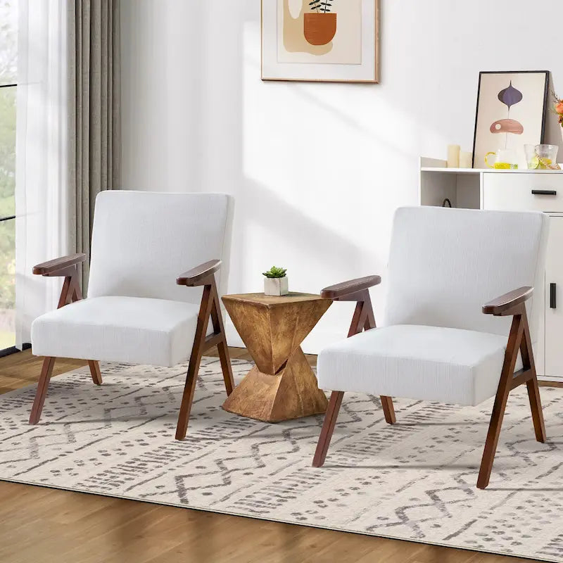 Polster-Akzentstuhl im Mid-Century-Modern-Stil in Grau/Blau/Weiß für Wohnzimmer und Schlafzimmer