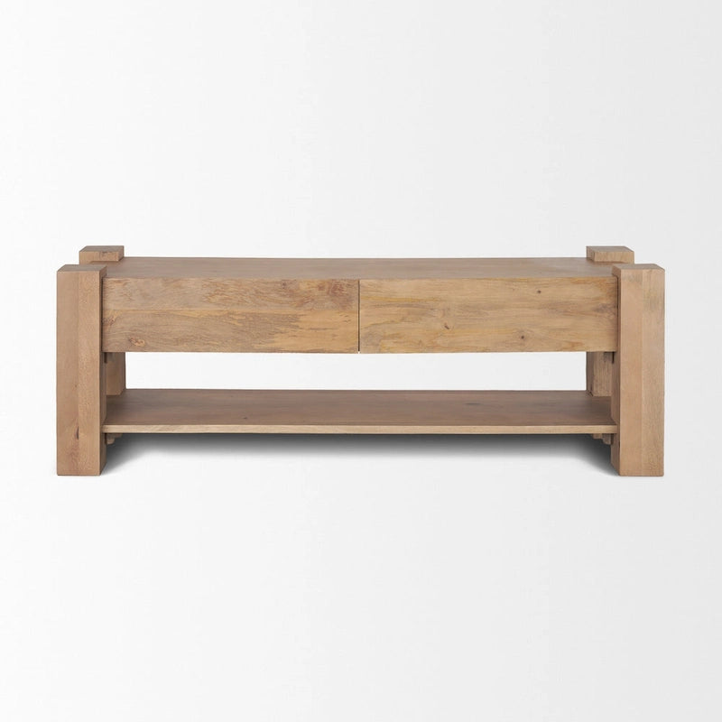 Medienkonsole aus hellbraunem Holz - 70.0L x 20.0W x 24.0H