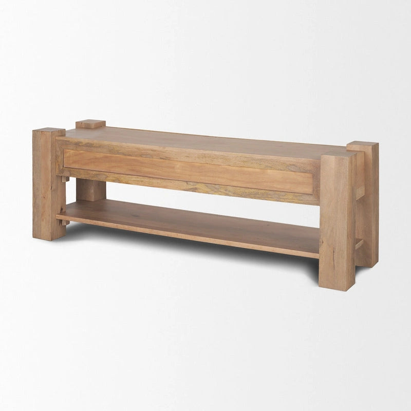 Medienkonsole aus hellbraunem Holz - 70.0L x 20.0W x 24.0H