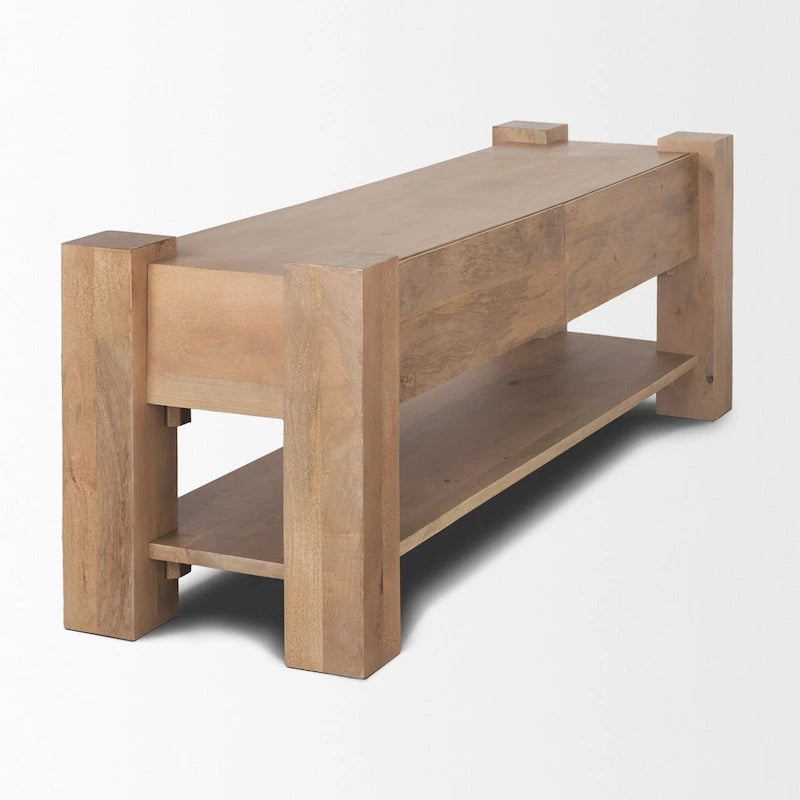 Medienkonsole aus hellbraunem Holz - 70.0L x 20.0W x 24.0H