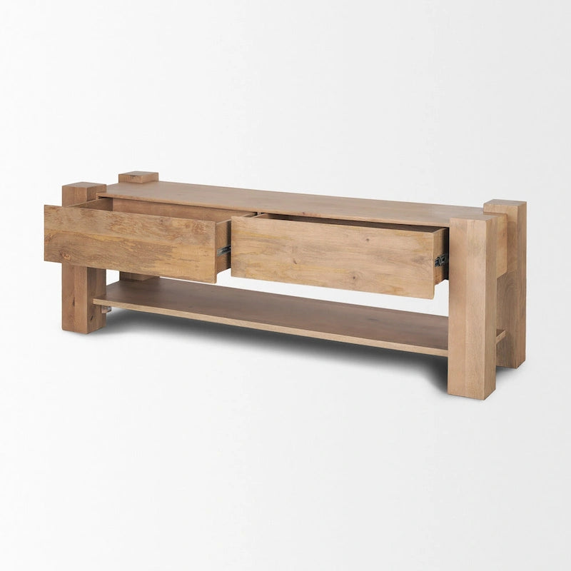 Medienkonsole aus hellbraunem Holz - 70.0L x 20.0W x 24.0H